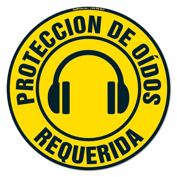 Proteccion De Oidos Requerida 16in Non-Slip Floor Marker, 12PK, 16 in L, 16 in H, 2-C-16-12PK-99903